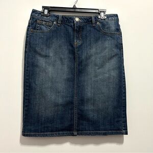 Lands' End Blue Denim Jean Pencil Skirt Knee-Length Casual